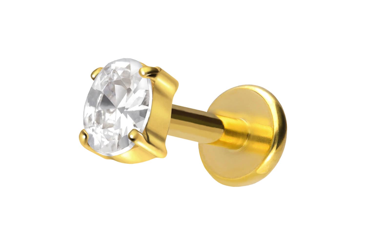 Titan Labret Piercing mit Push Fit EINGEFASSTES KRISTALLOVAL